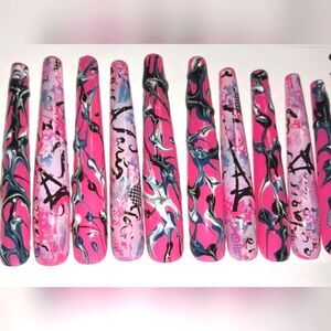 Hand crafted custom Paris 10pc acrylic press on nails sz Small